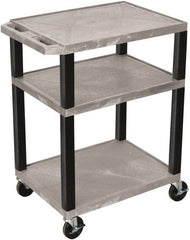 Luxor - 300 Lb Capacity, 24" Wide x 18" Long x 34" High Standard Utility Cart - 3 Shelf, Plastic - Exact Tooling