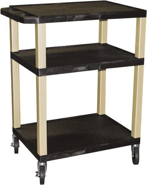 Luxor - 300 Lb Capacity, 24" Wide x 18" Long x 34" High Standard Utility Cart - 3 Shelf, Plastic - Exact Tooling