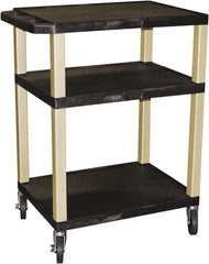 Luxor - 300 Lb Capacity, 24" Wide x 18" Long x 34" High Standard Utility Cart - 3 Shelf, Plastic - Exact Tooling