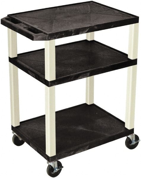 Luxor - 300 Lb Capacity, 24" Wide x 18" Long x 34" High Standard Utility Cart - 3 Shelf, Plastic - Exact Tooling