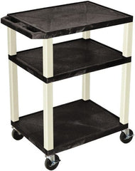 Luxor - 300 Lb Capacity, 24" Wide x 18" Long x 34" High Standard Utility Cart - 3 Shelf, Plastic - Exact Tooling