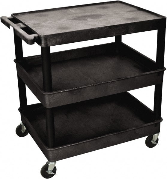 Luxor - 300 Lb Capacity, 24" Wide x 18" Long x 36" High Shelf Cart - 3 Shelf, Plastic - Exact Tooling