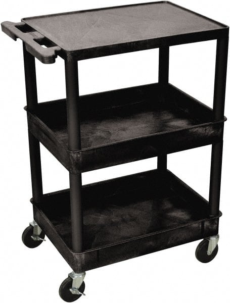 Luxor - 300 Lb Capacity, 24" Wide x 18" Long x 36" High Shelf Cart - 3 Shelf, Plastic - Exact Tooling