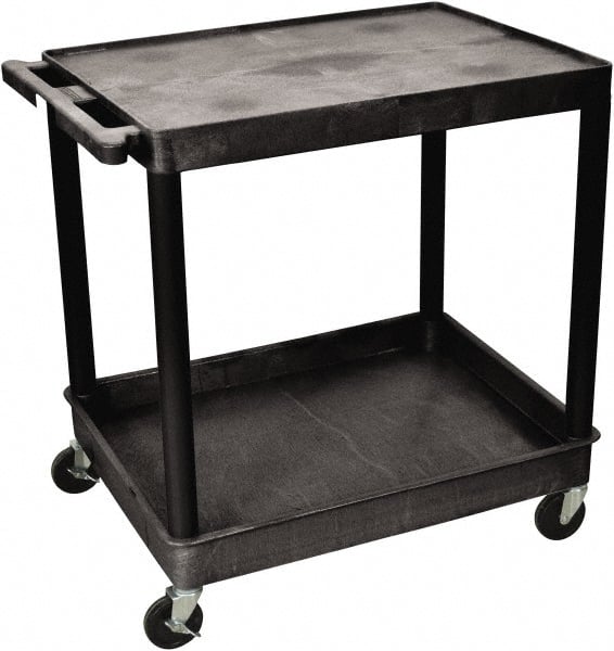 Luxor - 300 Lb Capacity, 24" Wide x 32" Long x 35" High Shelf Cart - 2 Shelf, Plastic - Exact Tooling
