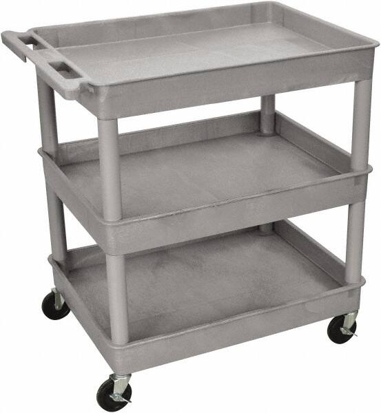 Luxor - 300 Lb Capacity, 24" Wide x 18" Long x 38" High Shelf Cart - 3 Shelf, Plastic - Exact Tooling
