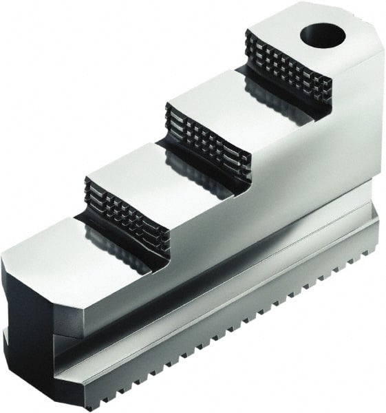 Schunk - 8" Max Chuck Diam Compatibility, Case Hardened Steel Serrated Hard Lathe Top Jaws - 3 Steps - Exact Tooling
