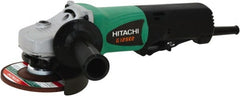 Hitachi - 4-1/2" Wheel Diam, 10,000 RPM, Corded Angle & Disc Grinder - 5/8-11 Spindle, 120 Volts, 9.5 Amps - Exact Tooling