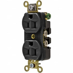 Hubbell Wiring Device-Kellems - 125V 15A NEMA 5-15R Industrial Grade Black Straight Blade Duplex Receptacle - Exact Tooling