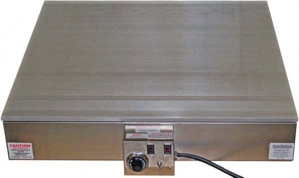 Valad Electric Heating - 36" Long x 36 Wide x 7" High, 110/120 Volt Hot Plate - 100 to 550°F, 1 Burner, Aluminum Plate, 1500 Watt, 13.6 Amps, 304 Stainless Steel Base - Exact Tooling