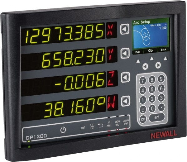 Newall - 3 Axes, Milling, Turning, Grinding & Lathe Compatible DRO Counter - LED Display, Programmable Memory - Exact Tooling