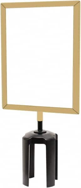 Tensator - 11" High x 7" Long x 7/8" Wide Barrier Sign Frame - Steel, Bright Finish, Bright Gold, Use with Tensabarrier - Exact Tooling
