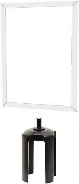 Tensator - 11" High x 7" Long x 7/8" Wide Barrier Sign Frame - Steel, Polished Chrome Finish, Chrome, Use with Tensabarrier - Exact Tooling