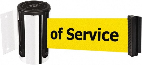 Tensator - 4" High x 2" Long x 3" Wide Barricade Tape Dispenser - Steel, Polished Chrome Finish, Chrome, Use with Tensabarrier - Exact Tooling