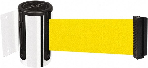 Tensator - 4" High x 2" Long x 3" Wide Barricade Tape Dispenser - Steel, Polished Chrome Finish, Chrome, Use with Tensabarrier - Exact Tooling