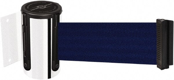 Tensator - 4" High x 2" Long x 3" Wide Barricade Tape Dispenser - Steel, Polished Chrome Finish, Chrome, Use with Tensabarrier - Exact Tooling