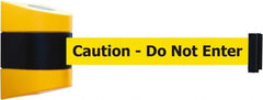Tensator - 5" High x 3" Long x 3" Wide Barricade Tape Dispenser - Steel, Black Powdercoat Finish, Black/Yellow, Use with Tensabarrier - Exact Tooling
