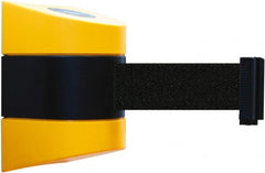 Tensator - 5" High x 3" Long x 3" Wide Barricade Tape Dispenser - Steel, Black Powdercoat Finish, Black/Yellow, Use with Tensabarrier - Exact Tooling