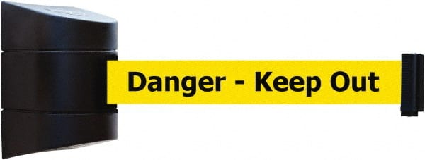 Tensator - 5" High x 3" Long x 3" Wide Barricade Tape Dispenser - Steel, Black Powdercoat Finish, Black, Use with Tensabarrier - Exact Tooling