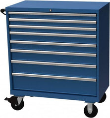 LISTA - 8 Drawer 440 Lb Capacity Steel Tool Roller Cabinet - 40-1/4" Wide x 47-3/8" High x 22-1/2" Deep, Roller Bearing Drawer Slides, Blue - Exact Tooling