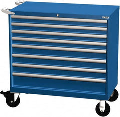 LISTA - 8 Drawer 440 Lb Capacity Steel Tool Roller Cabinet - 40-1/4" Wide x 41-1/2" High x 22-1/2" Deep, Roller Bearing Drawer Slides, Blue - Exact Tooling