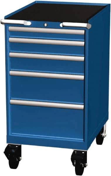 LISTA - 5 Drawer 165 Lb Capacity Steel Tool Roller Cabinet - 22-3/16" Wide x 41-1/2" High x 28-1/2" Deep, Roller Bearing Drawer Slides, Blue - Exact Tooling