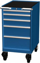 LISTA - 5 Drawer 165 Lb Capacity Steel Tool Roller Cabinet - 22-3/16" Wide x 41-1/2" High x 28-1/2" Deep, Roller Bearing Drawer Slides, Blue - Exact Tooling