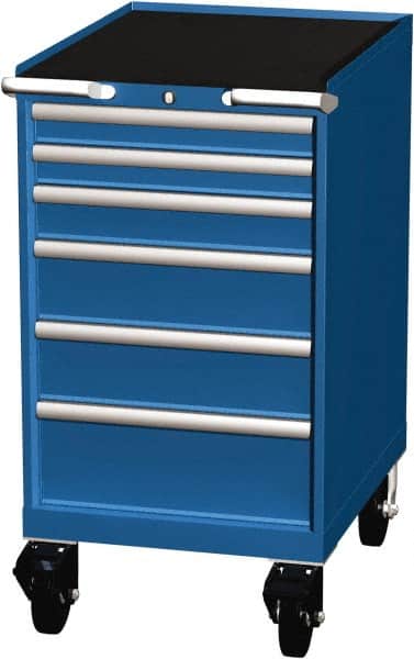 LISTA - 6 Drawer 165 Lb Capacity Steel Tool Roller Cabinet - 22-3/16" Wide x 41-1/2" High x 28-1/2" Deep, Roller Bearing Drawer Slides, Blue - Exact Tooling