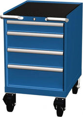 LISTA - 4 Drawer 165 Lb Capacity Steel Tool Roller Cabinet - 22-3/16" Wide x 35-1/2" High x 28-1/2" Deep, Roller Bearing Drawer Slides, Blue - Exact Tooling