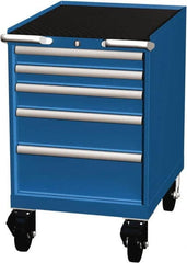 LISTA - 5 Drawer 165 Lb Capacity Steel Tool Roller Cabinet - 22-3/16" Wide x 35-1/2" High x 28-1/2" Deep, Roller Bearing Drawer Slides, Blue - Exact Tooling