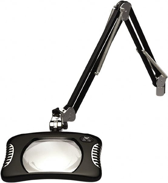 O.C. White - 43 Inch, Gooseneck, Clamp on, LED, Black, Magnifying Task Light - 8 Watt, 2x Magnification, 7 Inch Wide, 5-1/4 Inch Long - Exact Tooling