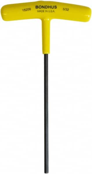 Bondhus - 5/32" Hex, T-Handle Cushion Grip, Hex Key - 6" OAL, Protanium High Torque Steel, Inch System of Measurement - Exact Tooling