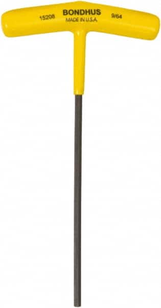 Bondhus - 9/64" Hex, T-Handle Cushion Grip, Hex Key - 6" OAL, Protanium High Torque Steel, Inch System of Measurement - Exact Tooling