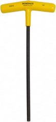 Bondhus - 1/4" Hex, T-Handle Cushion Grip, Hex Key - 9" OAL, Protanium High Torque Steel, Inch System of Measurement - Exact Tooling