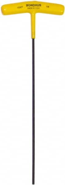 Bondhus - 1/8" Hex, T-Handle Cushion Grip, Hex Key - 9" OAL, Protanium High Torque Steel, Inch System of Measurement - Exact Tooling