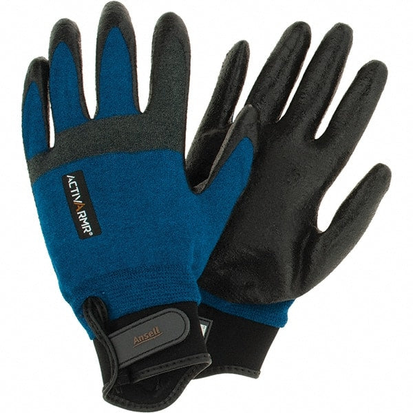 Ansell - Size XL, ANSI Cut Lvl A3, Abrasion Lvl 3, Cut Resistant Gloves - Palm Coated, Black/Blue - Exact Tooling