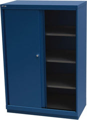 LISTA - 4 Shelf Sliding Door Storage Cabinet - Steel, 40-1/4" Wide x 22-1/2" Deep x 59-1/2" High, Blue - Exact Tooling
