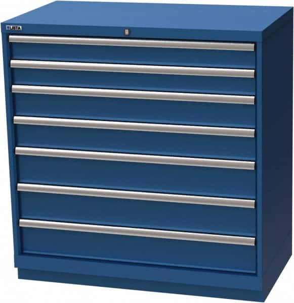 LISTA - 7 Drawer, Modular Storage Cabinet - Steel, 40-1/4" Wide x 22-1/2" Deep x 41-3/4" High, Blue - Exact Tooling