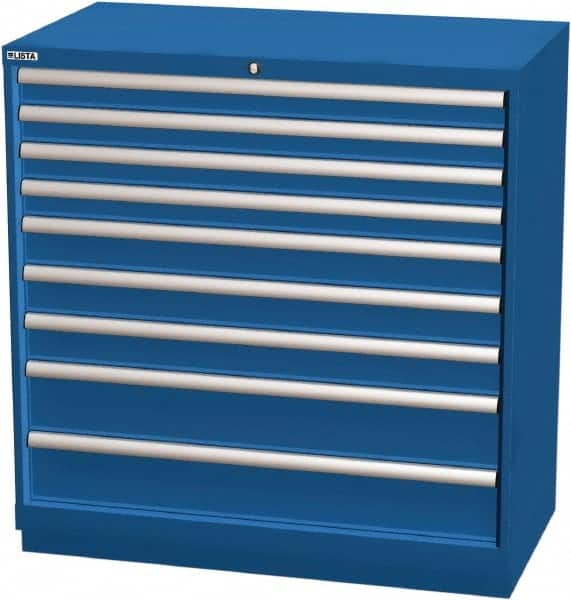 LISTA - 9 Drawer, Modular Storage Cabinet - Steel, 40-1/4" Wide x 22-1/2" Deep x 41-3/4" High, Blue - Exact Tooling