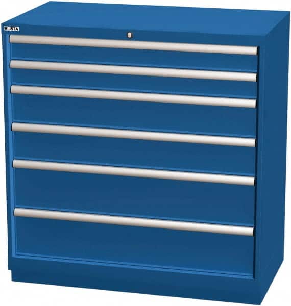 LISTA - 6 Drawer, Modular Storage Cabinet - Steel, 40-1/4" Wide x 22-1/2" Deep x 41-3/4" High, Blue - Exact Tooling
