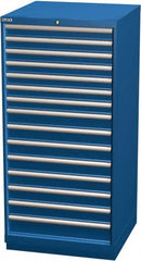 LISTA - 15 Drawer, Modular Storage Cabinet - Steel, 28-1/4" Wide x 28-1/2" Deep x 59-1/2" High, Blue - Exact Tooling