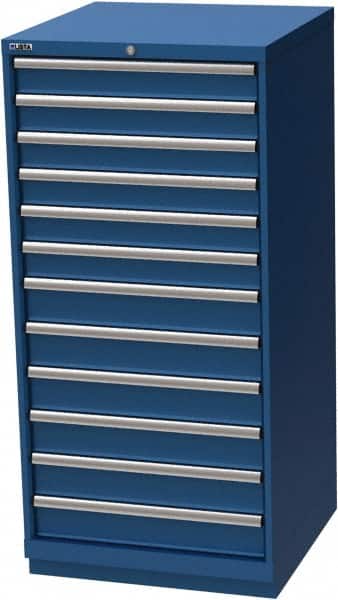 LISTA - 12 Drawer, Modular Storage Cabinet - Steel, 28-1/4" Wide x 28-1/2" Deep x 59-1/2" High, Blue - Exact Tooling