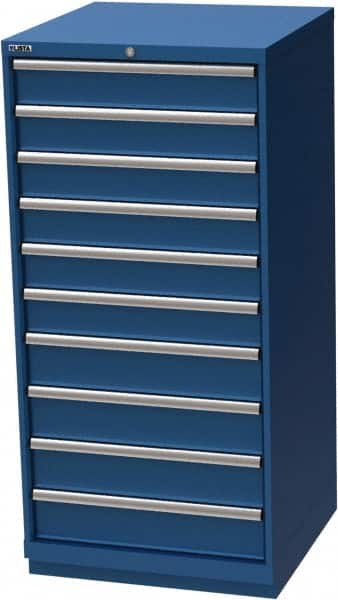LISTA - 10 Drawer, Modular Storage Cabinet - Steel, 28-1/4" Wide x 28-1/2" Deep x 59-1/2" High, Blue - Exact Tooling