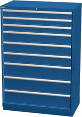 LISTA - 9 Drawer, Modular Storage Cabinet - Steel, 40-1/4" Wide x 22-1/2" Deep x 59-1/2" High, Blue - Exact Tooling