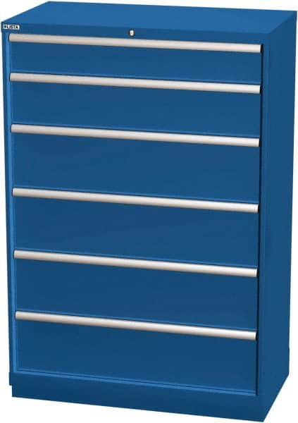 LISTA - 6 Drawer, Modular Storage Cabinet - Steel, 40-1/4" Wide x 22-1/2" Deep x 59-1/2" High, Blue - Exact Tooling