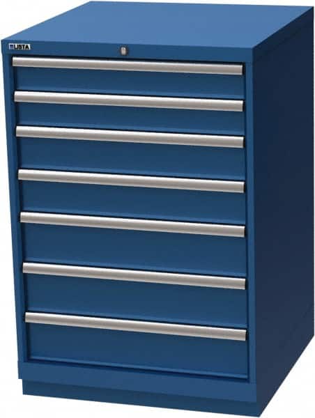 LISTA - 7 Drawer, Modular Storage Cabinet - Steel, 28-1/4" Wide x 28-1/2" Deep x 41-3/4" High, Blue - Exact Tooling