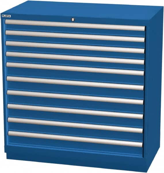 LISTA - 10 Drawer, Modular Storage Cabinet - Steel, 40-1/4" Wide x 22-1/2" Deep x 41-3/4" High, Blue - Exact Tooling