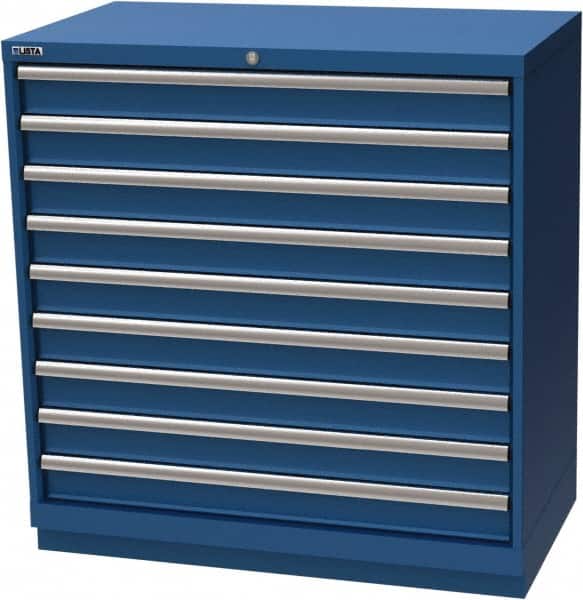 LISTA - 9 Drawer, Modular Storage Cabinet - Steel, 40-1/4" Wide x 22-1/2" Deep x 41-3/4" High, Blue - Exact Tooling