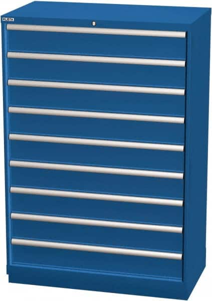 LISTA - 9 Drawer, Modular Storage Cabinet - Steel, 40-1/4" Wide x 22-1/2" Deep x 59-1/2" High, Blue - Exact Tooling