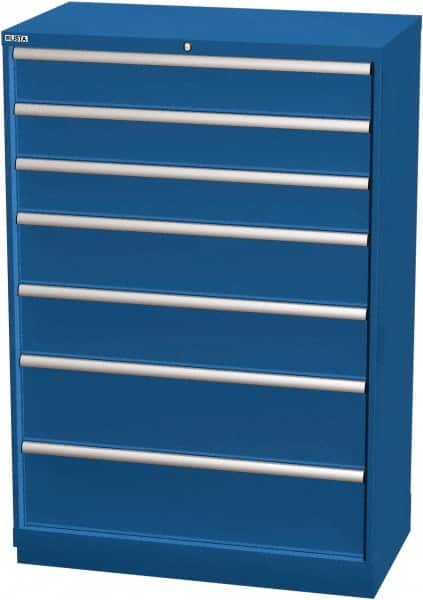 LISTA - 7 Drawer, Modular Storage Cabinet - Steel, 40-1/4" Wide x 22-1/2" Deep x 59-1/2" High, Blue - Exact Tooling