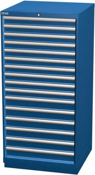 LISTA - 16 Drawer, Modular Storage Cabinet - Steel, 28-1/4" Wide x 28-1/2" Deep x 59-1/2" High, Blue - Exact Tooling
